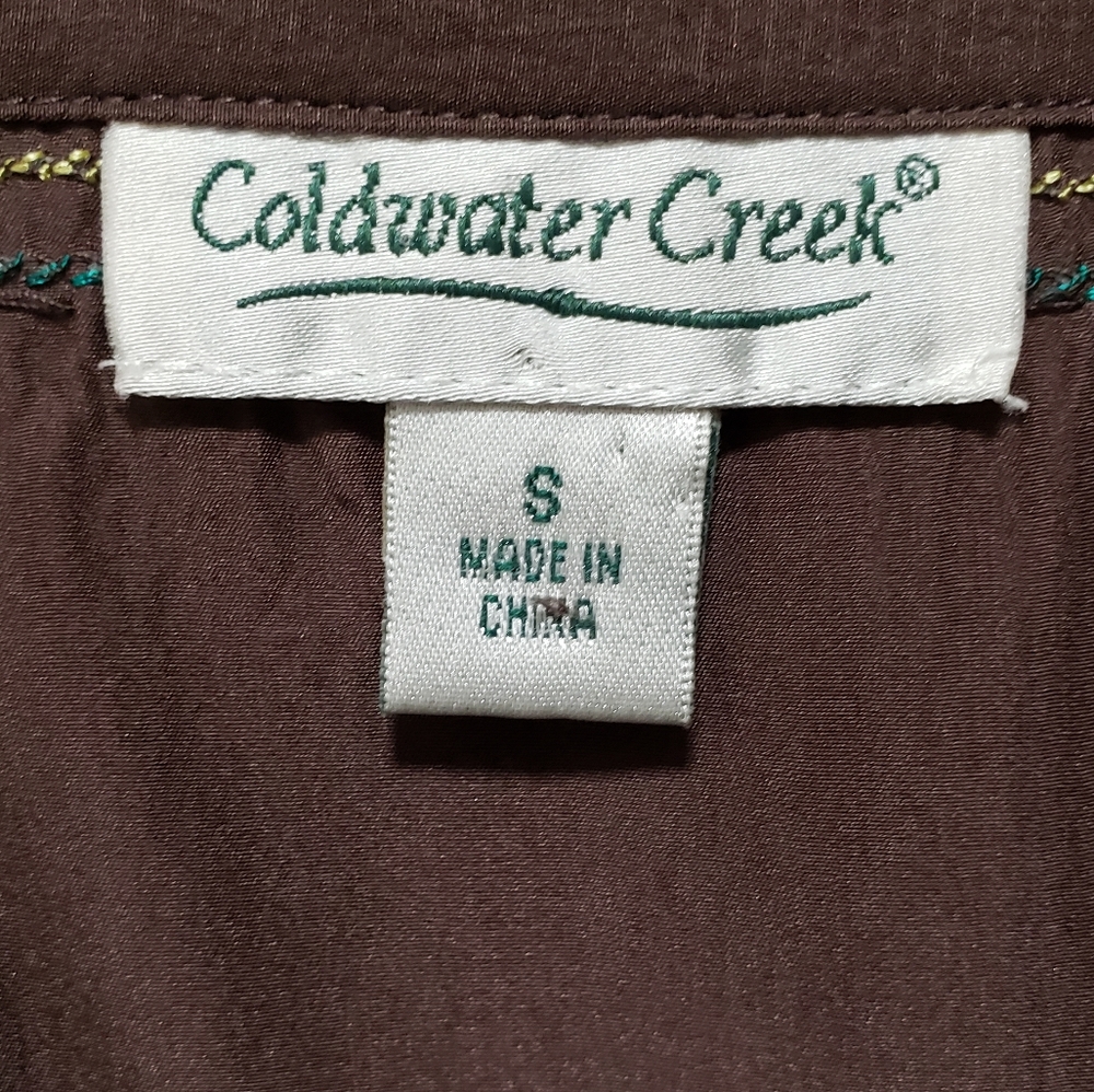 COLDWATER CREEK Brown Silk Dress w/Beaded Trim - Picture 14 of 14